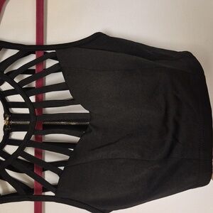 Alt. B Elegant Black Strappy Goth Cropped Tank Top Sz S